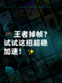 🎮王者掉帧？试试这招超稳加速！✨