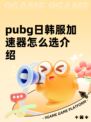 pubg日韩服加速器怎么选介绍