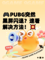 🎮PUBG突然黑屏闪退？速看解决方法！💥