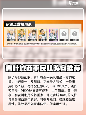 排球少年手游开服配队推荐介绍截图3