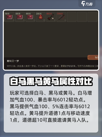 大江湖之苍龙与白鸟选马🔥必看攻略✨截图3