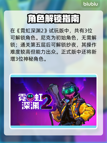 🎮霓虹深渊2全角色解锁秘籍大公开！截图2