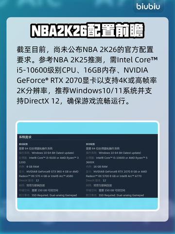 🔥NBA2K26配置要求曝光！💻🎮截图2