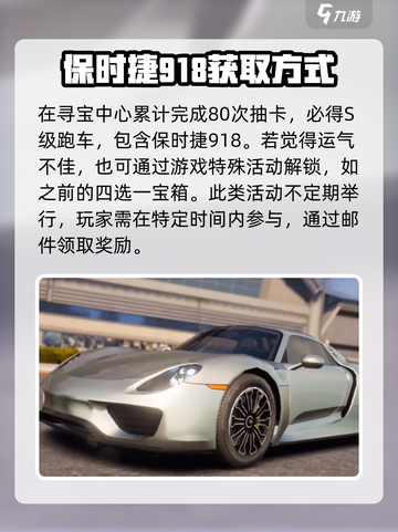 极品飞车集结保时捷918怎么获得介绍截图3