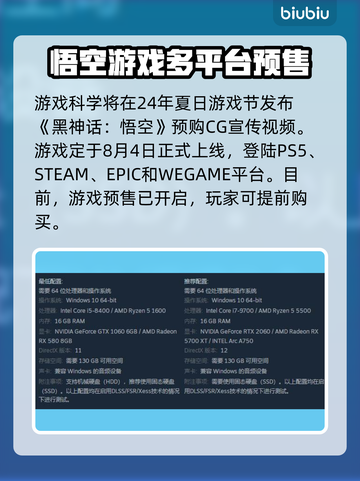 黑神话悟空🔥预售时间曝光，游戏迷必看！截图3