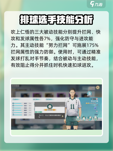 排球少年手游🔥吹上仁悟超详细球员效果分析来啦！截图2