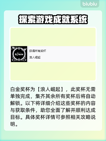 浪人崛起奖杯清单💥，玩家必看！🎮截图2