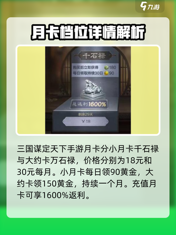 三国谋定天下🔥月卡使用大全，福利爆棚不容错过！截图3