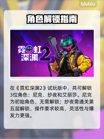 🎮霓虹深渊2全角色解锁秘籍大公开！截图2