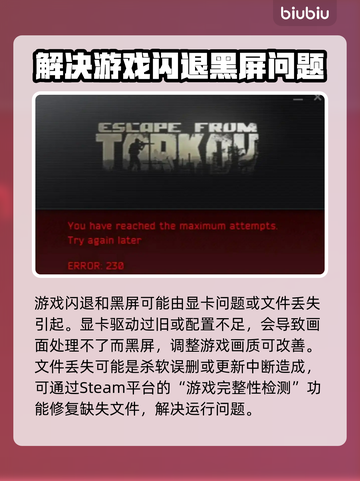 逃离塔科夫黑屏❌解决方法，轻松搞定游戏问题！🎮截图5