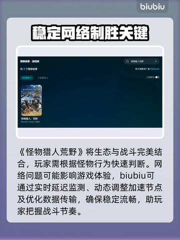 怪物猎人荒野加速器哪个靠谱？🚀游戏流畅不卡顿！截图3
