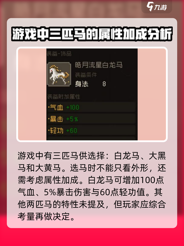 大江湖之苍龙与白鸟马怎么选介绍截图2
