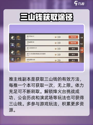 三国志幻想大陆2枭之歌三山钱是什么介绍截图4