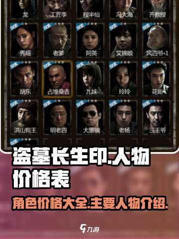盗墓长生印人物价格表大全介绍截图1
