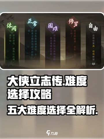 大侠立志传五大难度选择攻略介绍截图1