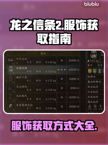 龙之信条2🔥服饰大全及获取方式大公开！截图1