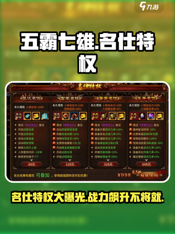 五霸七雄🔥名仕特权大揭秘，游戏霸主必备！截图1