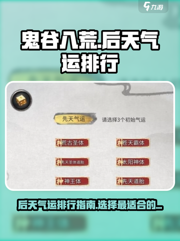 鬼谷八荒后天气运排行指南介绍截图1