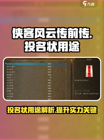 侠客风云传前传投名状有什么用​介绍截图1