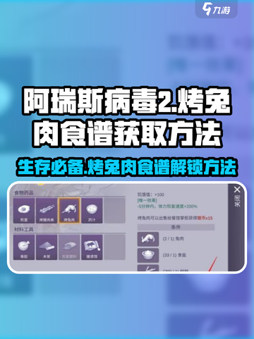 阿瑞斯病毒2🔥烤兔肉食谱获取＆制作方法大公开！游戏技巧✨截图1