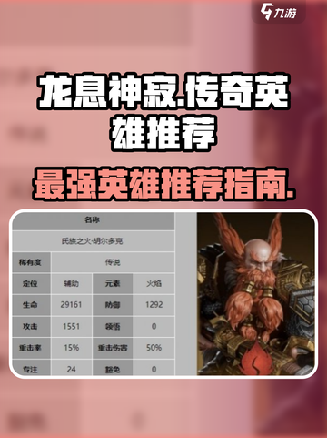 龙息神寂传奇🔥最强英雄推荐🔥新手必看截图1