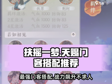 扶摇一梦天赐门客搭配推荐💥游戏党必看！🔥截图1