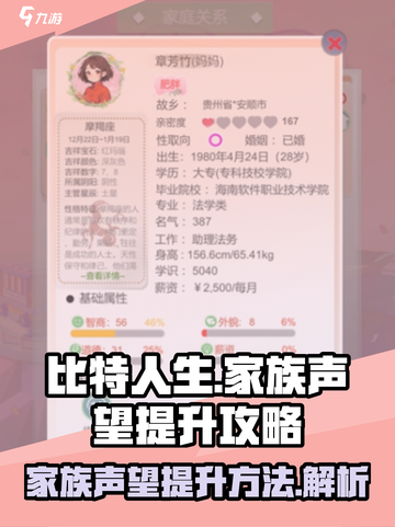 比特人生攻略家族声望怎么提升介绍截图1
