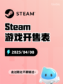 4月8日Steam游戏开售表更新啦！🎉
