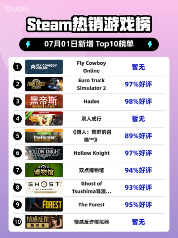 Steam热销游戏榜Fly Cowboy Online登顶截图1