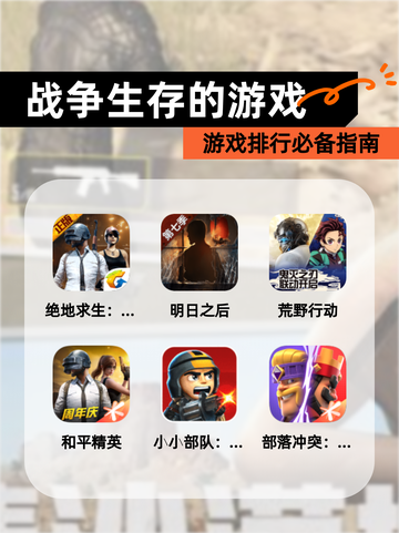 【战争生存的游戏】游戏排行必备指南截图1
