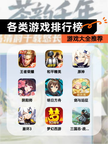 【各类游戏排行榜】游戏大全推荐截图1