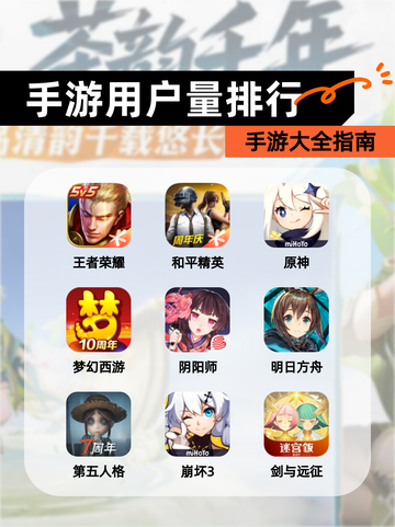 【手游用户量排行】手游大全指南截图1