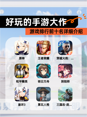 【好玩的手游大作】游戏排行前十名详细介绍截图1